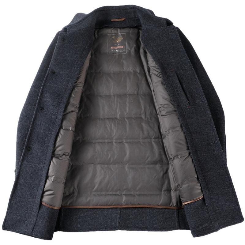 Double-sided Sheep Cashmere Coat Men's Dad Middle-aged Woolen Lapel Plaid Coat Winter Removable Down Liner