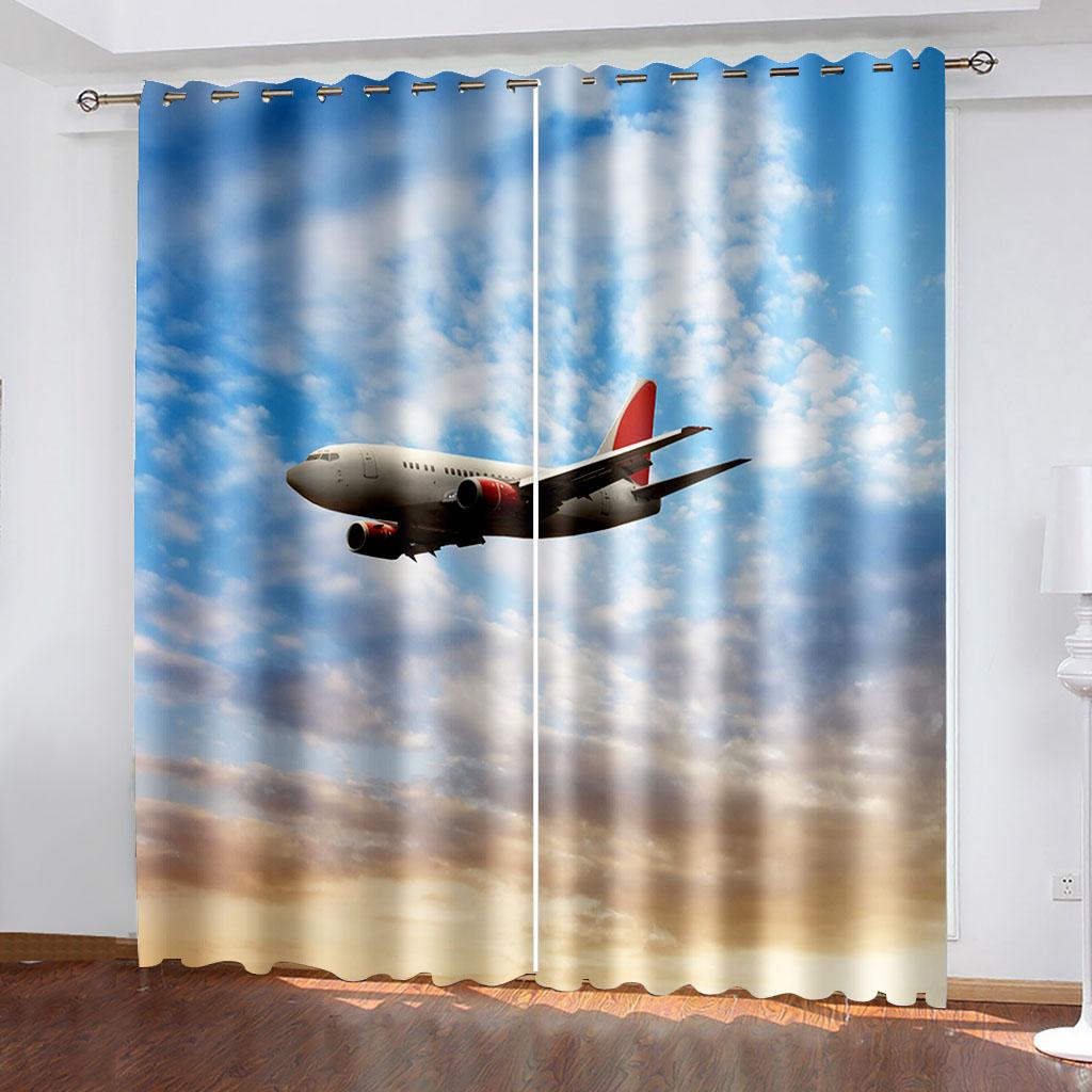 Airplane Blackout Curtains for Bedroom Living Room Thermal Insulated Aircraft Blackout Window Curtains Drapes Decor(2 Panels)