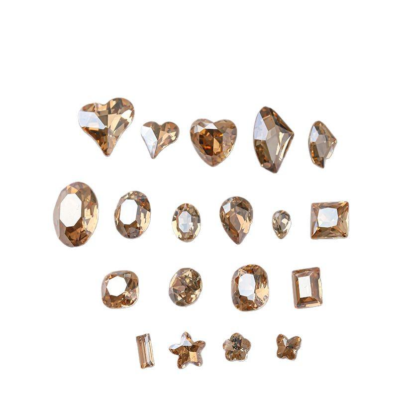 K9 Champagne Nail Art Rhinestone Jewelry - High Quality Irregular Crystal, Fat Square, Water Drop, Heart-Shaped Decorations