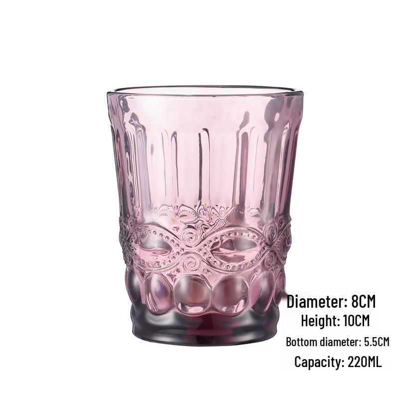 Embossed Glass Tumbler: Versatile Cup for Mouthwash, Juice, Milk, or Beer Small 220ml