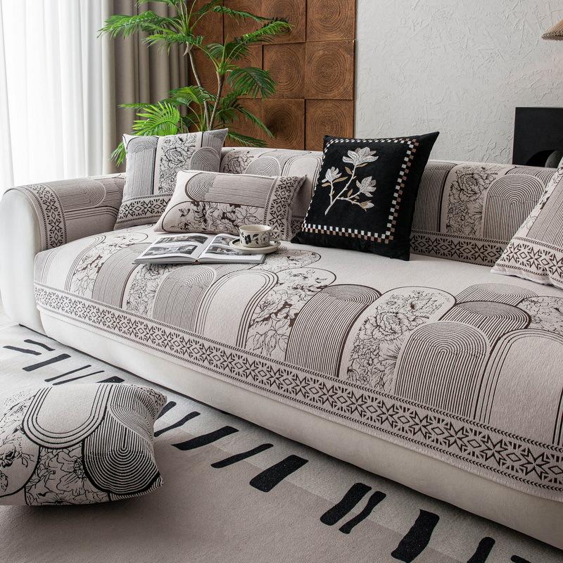 Sofa Cushion Universal In All Seasons  New Light Luxury High-End Straight Row Seat Cushion Non-Slip Leather Sofa Cover Cloth Towel