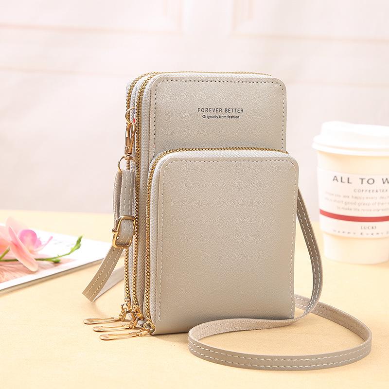 2025 Large-Capacity Multifunctional Solid Color Touchscreen Crossbody Phone Bag for Women
