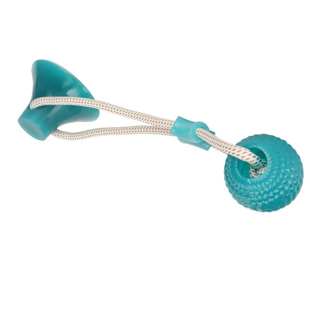 Green Spherical Suction Cup Dog Toy Braided Rope Self Play Pet Toy Dog Teeth Clean Toy Indoor Play