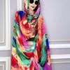 Breathable Ethnic Style Yarn Shawl Long Square Hijab Scarf Desert Headband Spring Silk Scarf  Girls