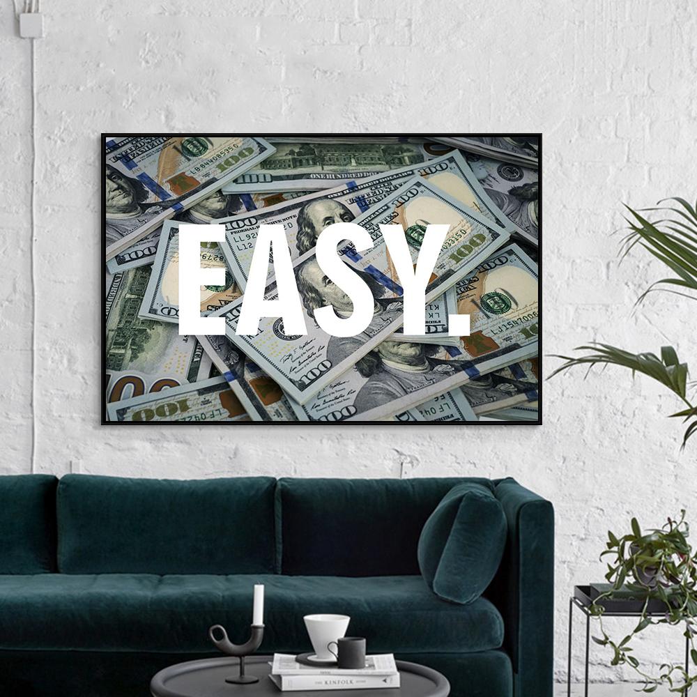 Money Photo Easy Sign Canvas Print Poster Modern Wall Art Trade Motivational Picture for Office Living Room Home Decor Cuadros