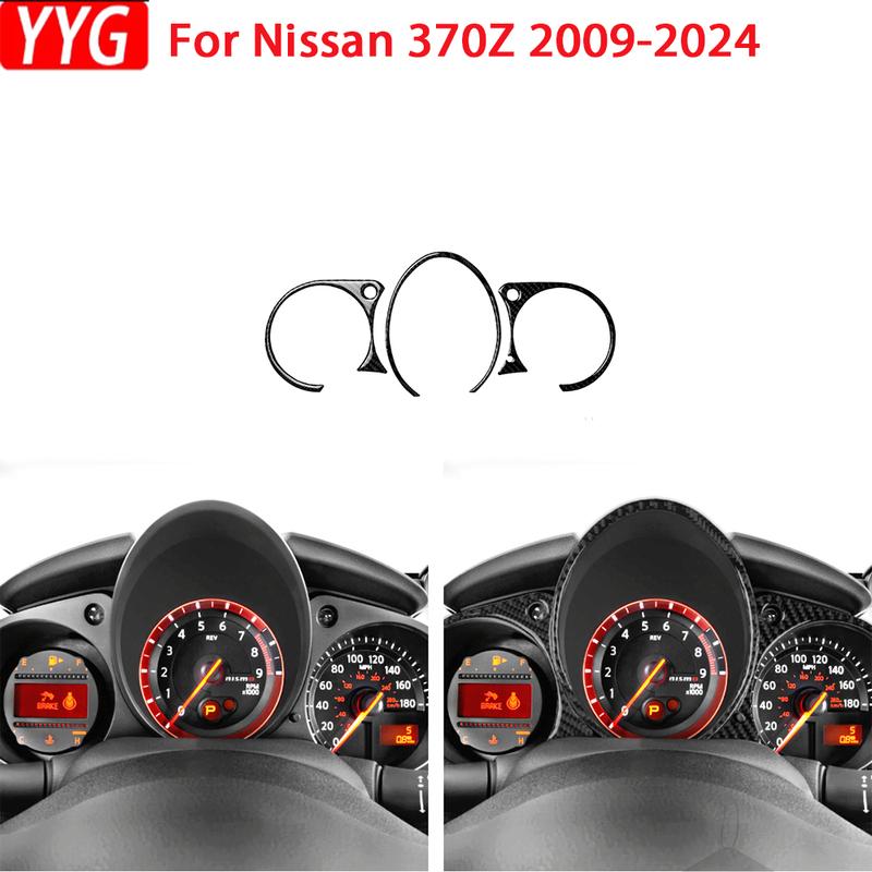 For Nissan 370Z 2009-2024 3pcs/set Carbon Fiber Car Dashboard trument Cluster Board Trim Dash Speed Panel Cover Frame Sticker