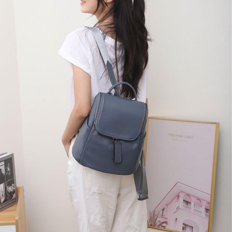 Mochila de Cuero Genuino Bolso de Mujer Bolsa de Viaje Mochila Escolar Estudiantil Moderna Gran Capacidad