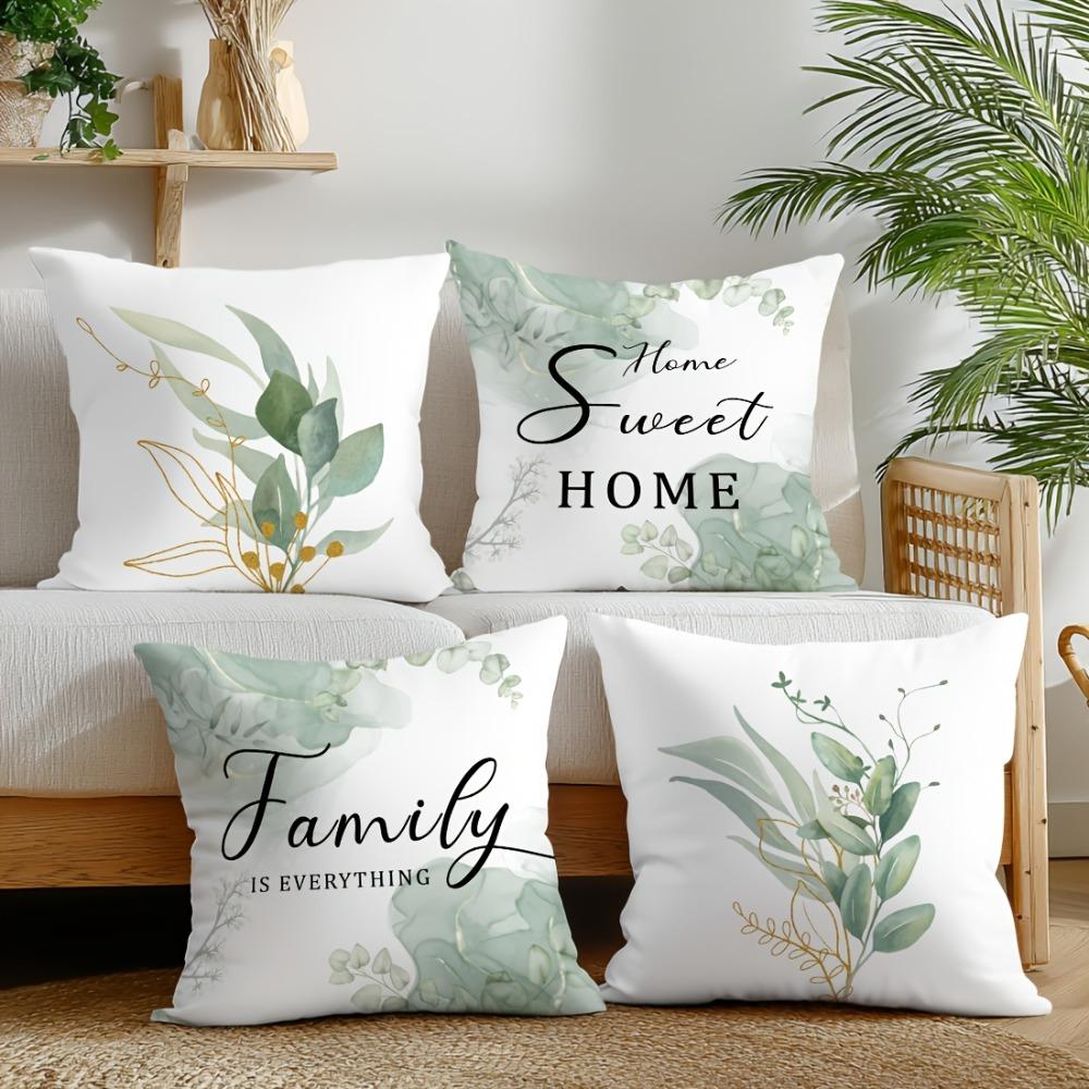 Home Decor Green Floral Decorative Pillow Cover Pattern Cushion Cover Suitable For Sofa Bedroom Car Pillow Cover