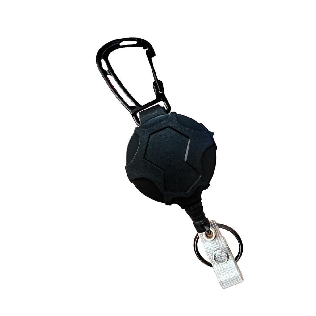 Outdoor Mountaineering Retractable Keychain Clip with Easy-Pull Buckle and Wire Rope Badge Holder