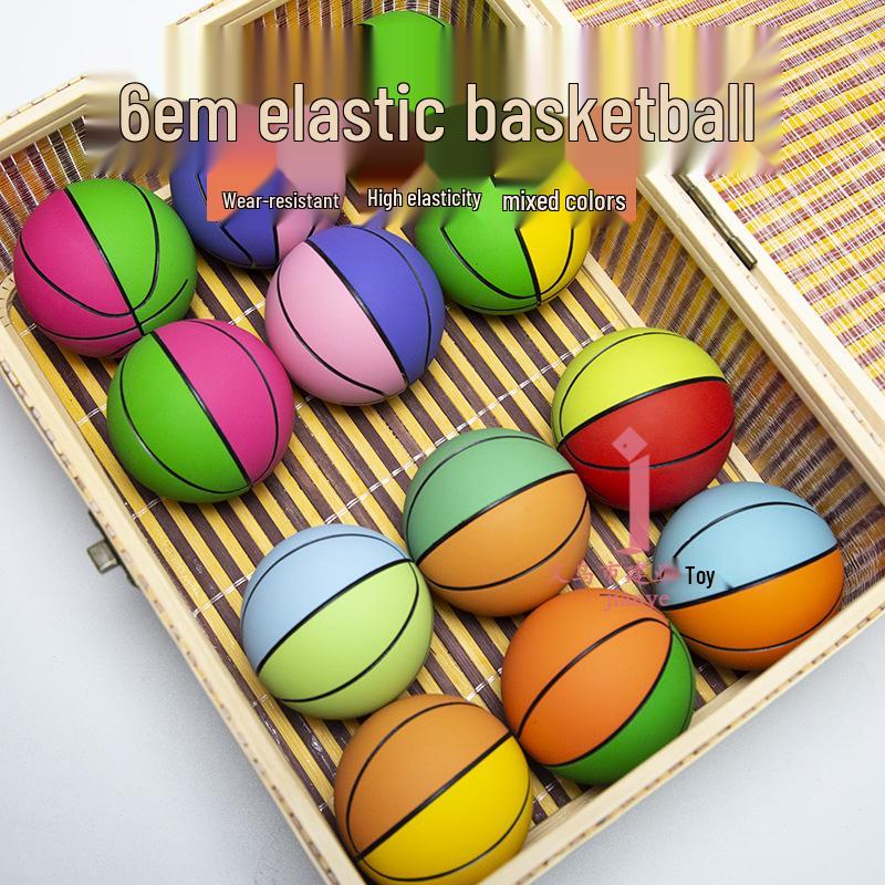 6cm Mini Rubber Basketball - High Elasticity Children's Toy Ball, Hollow Inflatable, Trendy Design