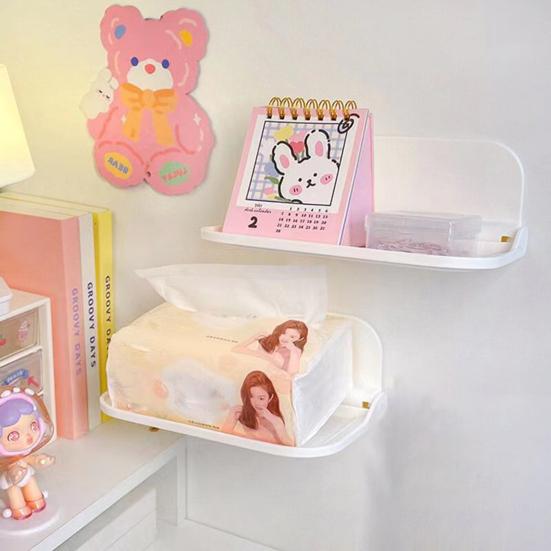 Raft de depozitare pentru baie Raft auto-adeziv pliabil montat pe perete Raft de depozitare care economisește spațiu pentru camera de acasă