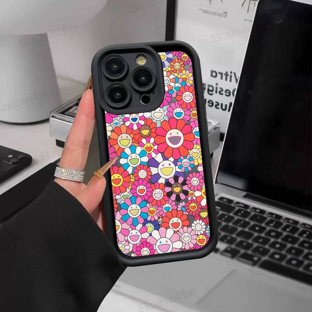 T-Takashi M-Murakami Phone Case For IPhone 17 16 15 14 13 12 11 Pro Max Anti Drop Soft Cover