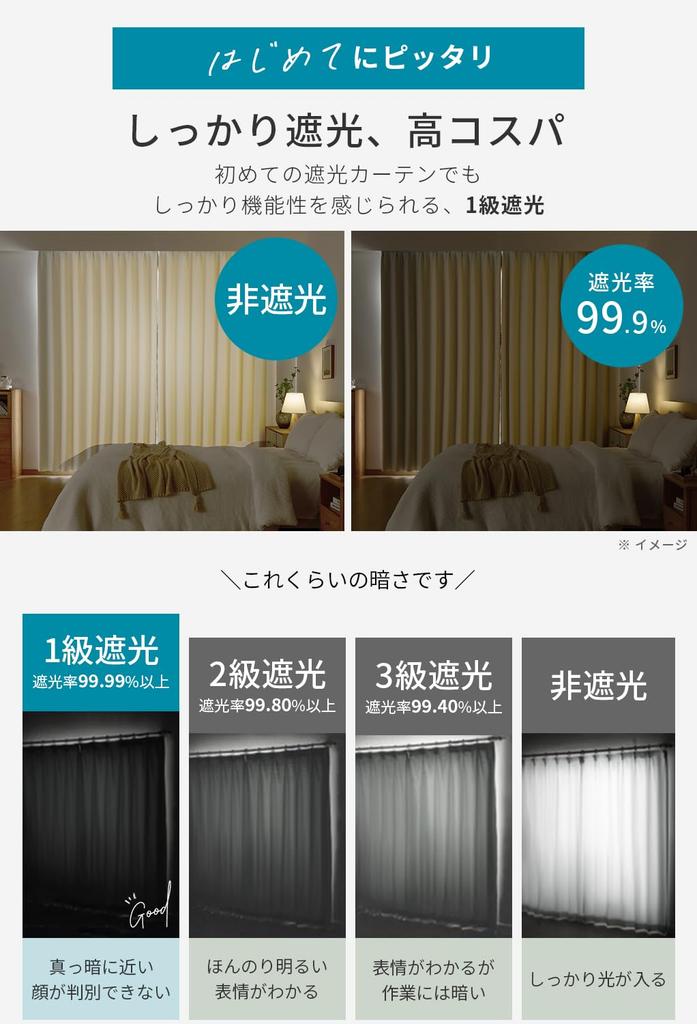 AIFY Curtain Set of 4, Light Blackout (Level 1), Lined, Blackout, Heat Insulation, Soundproofing, Cold Protection, Cuts Out Cold Air, Energy Saving, H