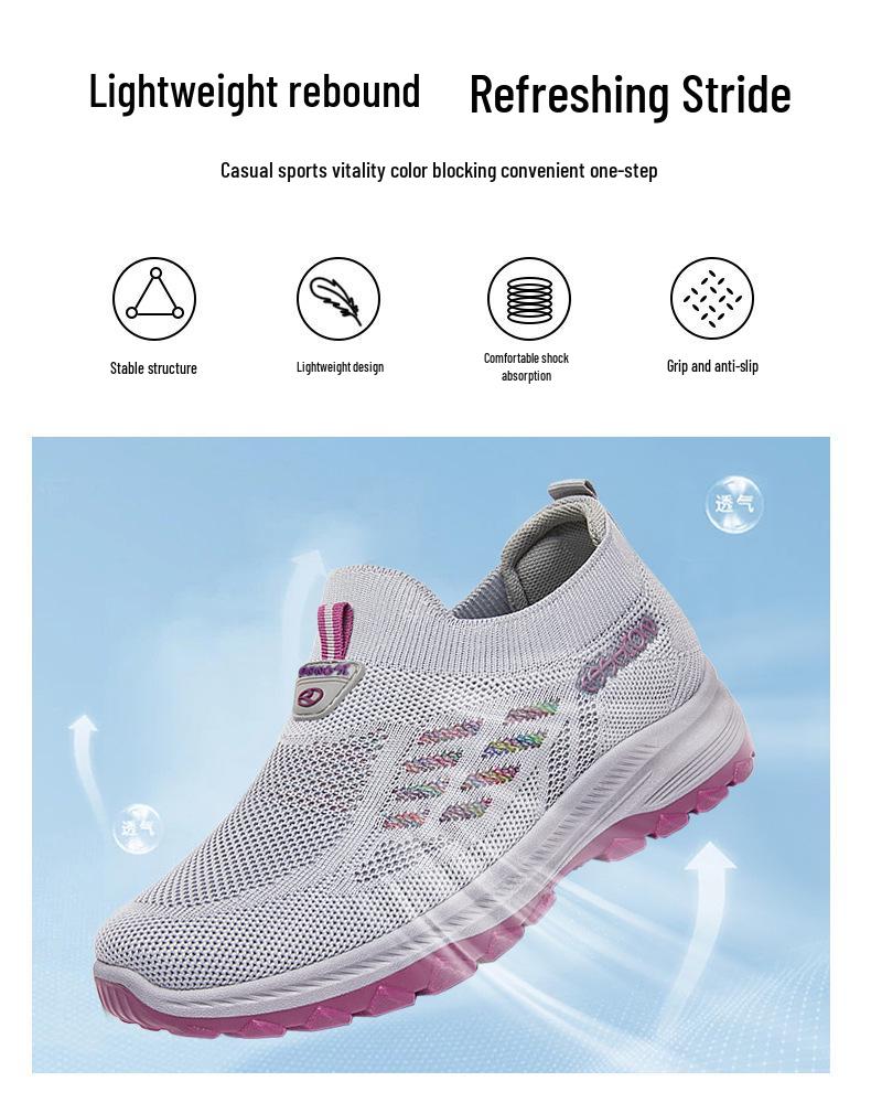 Women's Summer Slip-On Soft Sole Fly-Knit Shoes - Comfortable, Lightweight Casual Footwear for All Ages