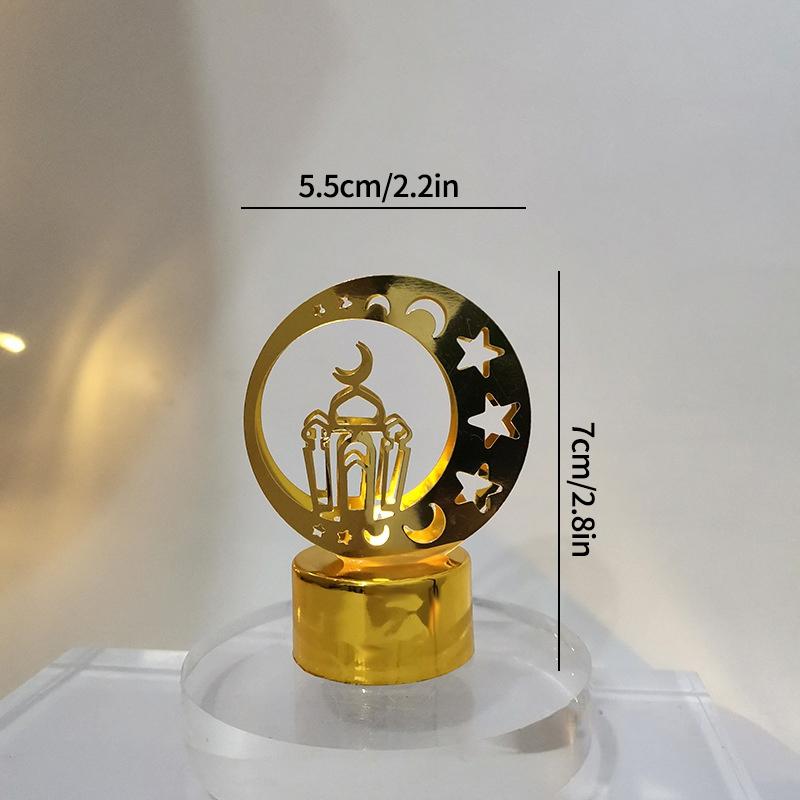 Islamische Ramadan Lampendekorationen 2026 Muslimischer Halbmond Kerze LED Lampe Stern und Mond Laternen Desktop Partyzubehör Muslimisches Geschenk