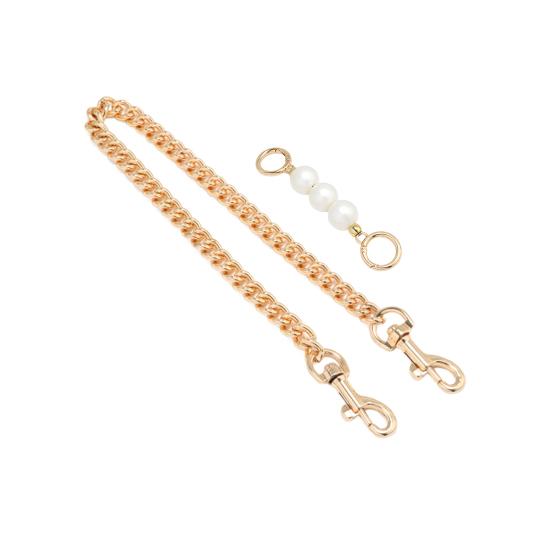 Handbag Chain Strap Metal Shoulder Crossbody Replacement Strap Chain with Buckles Bag Chain Strap with Faux Pearl Extension Chain for Ladies Purse