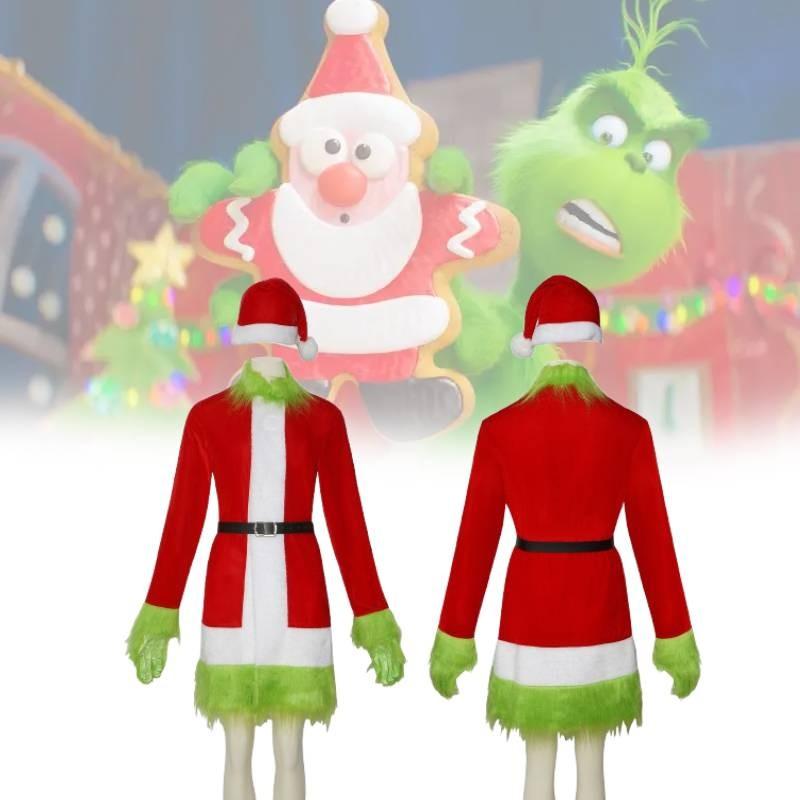 Festive Grinch Cosplay Costume For Christmas Parties Fun Velvet Fabric Unisex Sizes Xs To Xxxl