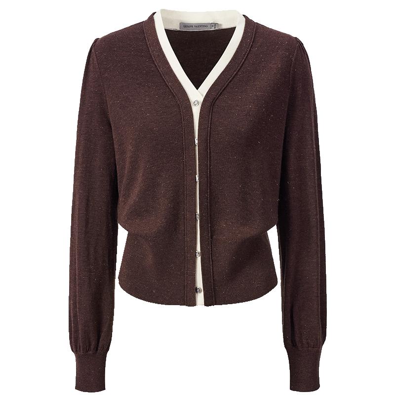 Giovanni Valentino Women's Faux Two-Piece V-Neck Knit Sweater