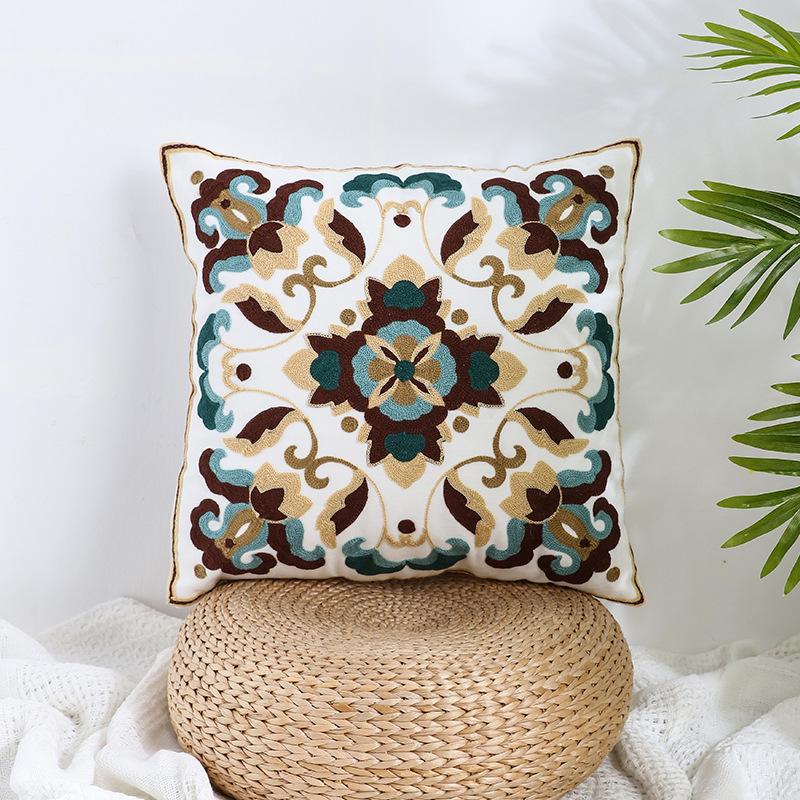 Ins Floral Embroidery Pillow Case Living Room Sofa Decoration Flower Bedroom Bedside Pillow