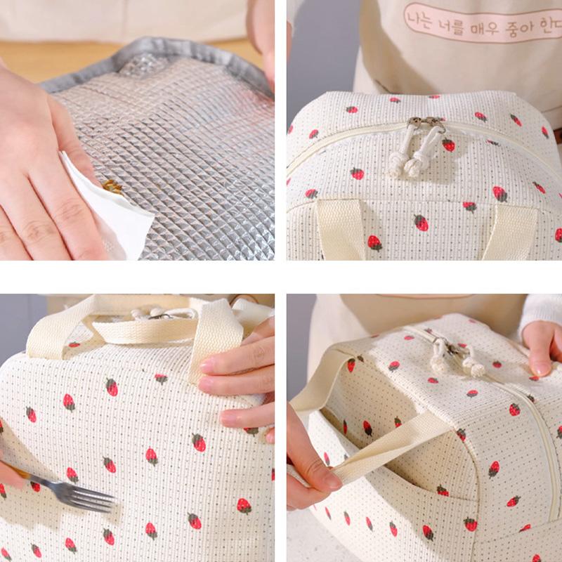 Fancy Corduroy Lunch Bag Student Office Lunch Box Thermal Insulation Bag Waterproof Portable Portable Cute Meal Bag Ice bagA-DH