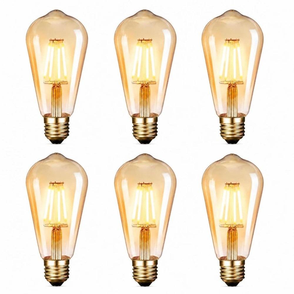 6 Pack ST19 Shape Filament Bulb 4W LED (40W Equivalent) LED Bulb LED Filament Bulb  Restaurant