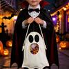 Halloween Party Favor Sack Ghost Candy Bag for Kids, Cute Fabric Treat or Trick Bucket Tote with Handle, Spooky Snack Goodie Bags Supplies Storage