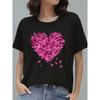 Taglie Europee T-shirt Rosa Awareness Cancro al Seno da Donna - Cuore Rosa con Grafica di Foglie - Morbida Maglietta di Uso Quotidiano per Ottobre - T-shirt di Supporto per il Cancro al Seno