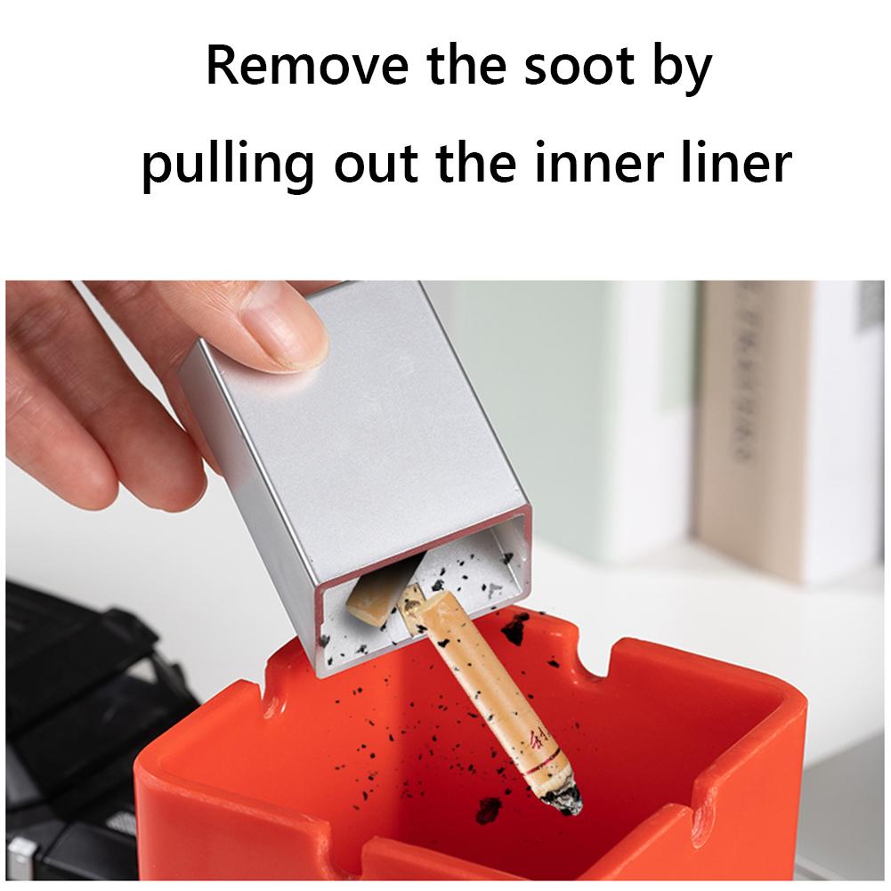 Portable Cigarette Ashtray Fireproof Butt Disposal Box Smell Proof Compact Ash Tray with Carabiner for Outdoor Travel