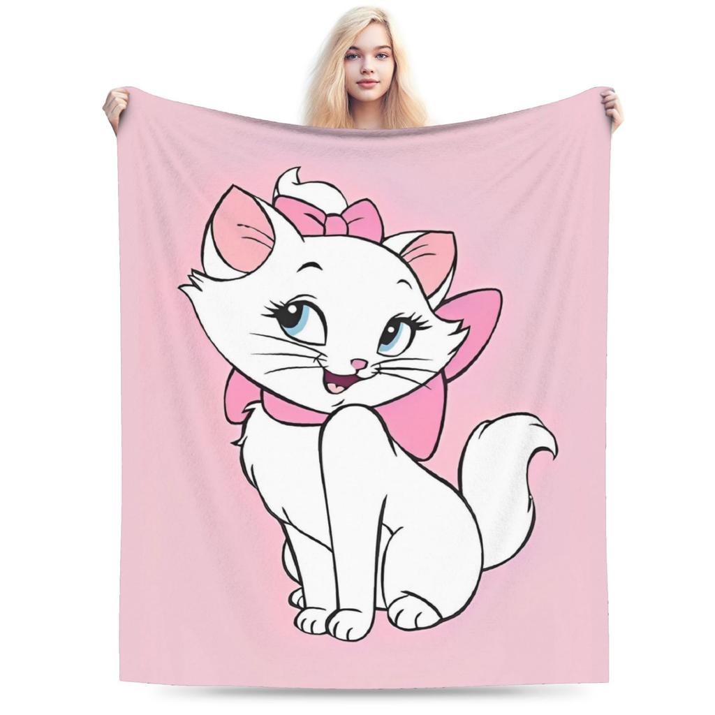 Aristogatos Marie Gato Mantas Tejidas Rosa Lana Manta de Tiro Verano Aire Acondicionado Portátil Suave Cálido Colcha
