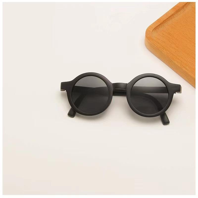 Children S Folding Sunglasses Matte Simple Girls Sweet Round Frame Boys Sunscreen Sunglasses Trendy Versatile Sunglasses