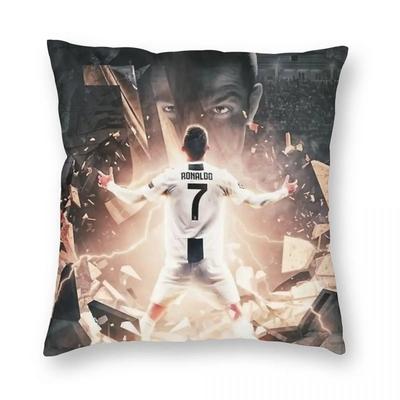 Ronaldo Fußball Kissenbezug Weicher Polyester Kissenbezug Dekorative Kissenhülle Zuhause mit Reißverschluss