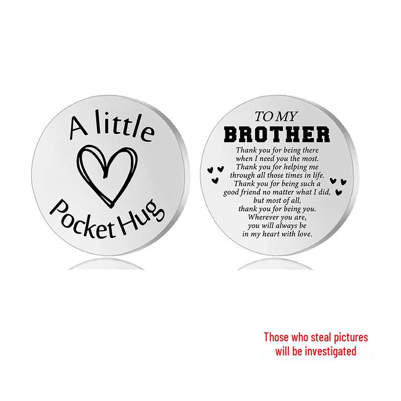 Lucky Charm Motivational Coin: Engravable Stainless Steel Couple & Family Gift Ornament.