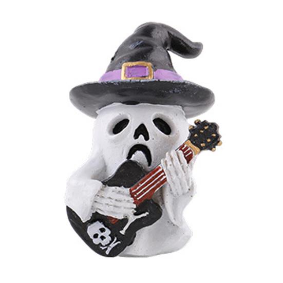 Small Halloween Statues for Shelves Resin Figurine, Spooky Skeleton Pumpkin Ghost Statue Home Accents Tiered Tray, Tabletop, Shelf, Indoor Kitchen