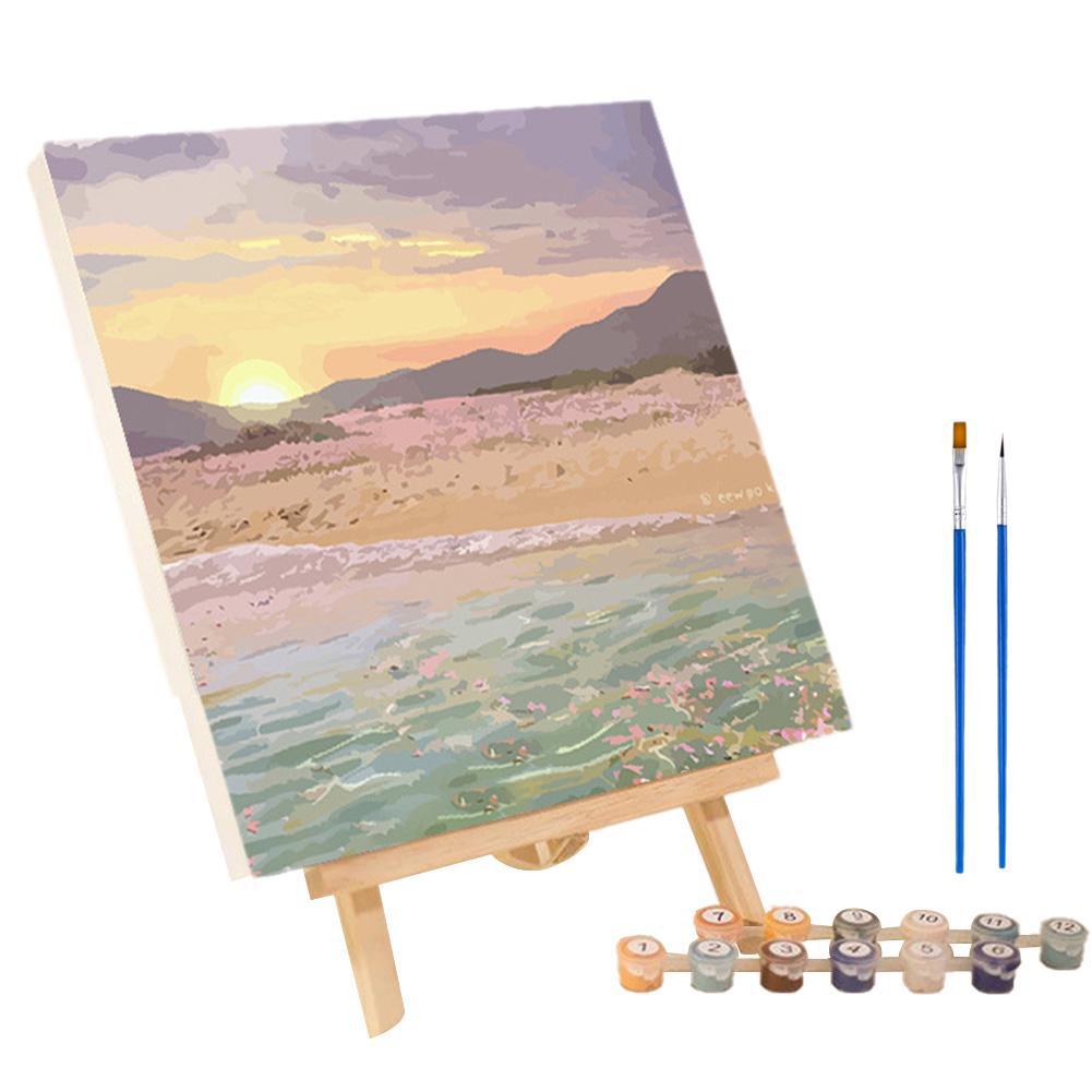 Frame Painting By Numbers Kits Abstract Sunset Landscape Modern Drawing Coloring By Numbers Acrylic Paint Drawing On Canvas