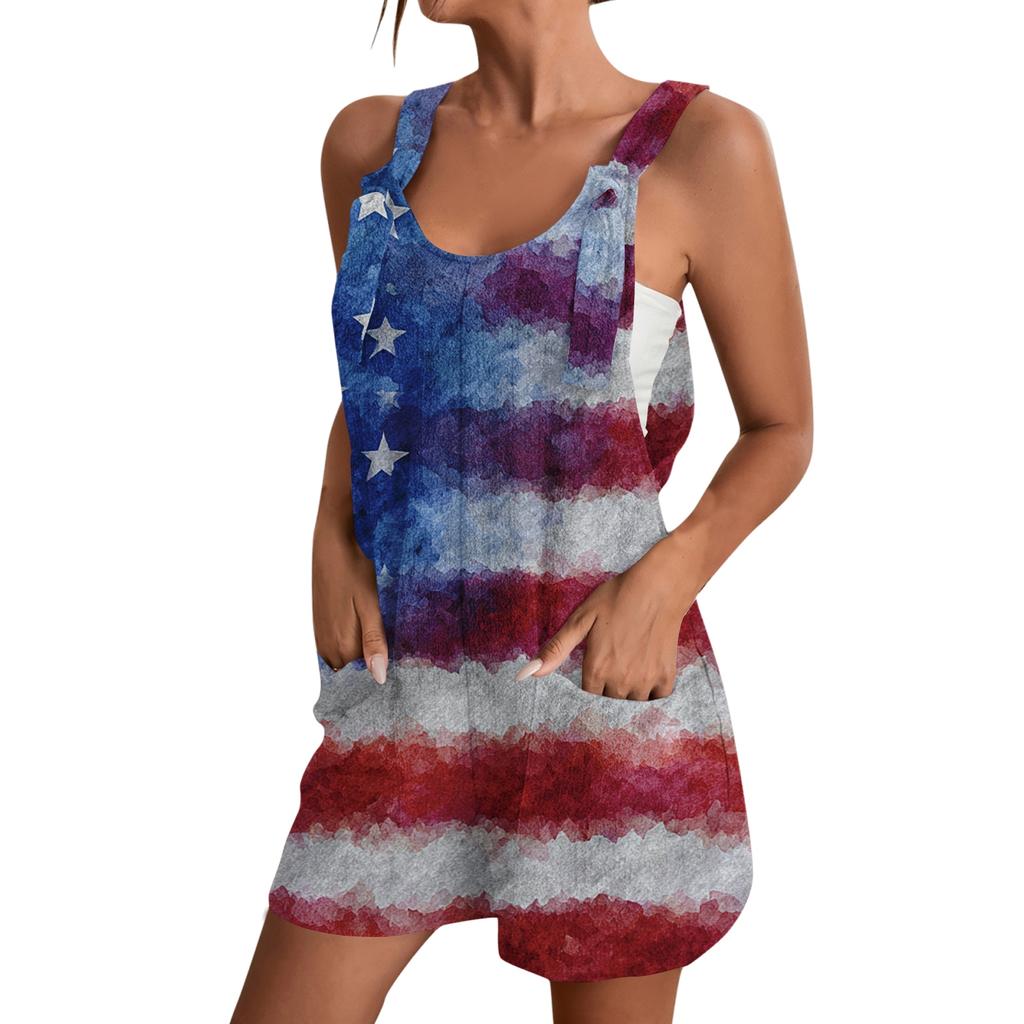 Rompers For Women Summer Casual Sleeveless Overall Comfy Loose Spaghetti Strap Romper Fashion Jumpsuit With Pockets