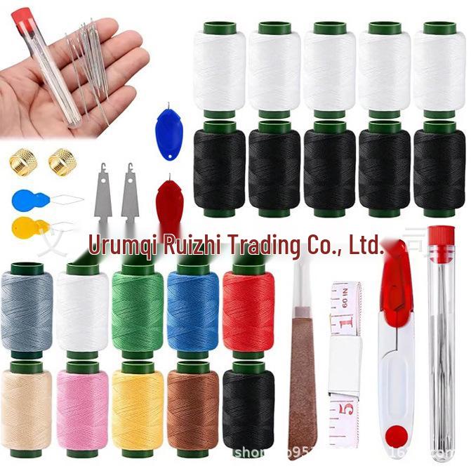 Stainless Steel Large Eye Sewing Needle Set with Thread Box - DIY Repair Kit