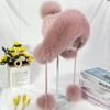 Winter Hats Women Natural Fox Fur Fuffy Warm Fashion Stylish Knitted Pompom Girls Fur Hat
