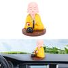 Little Monk Solar Figurine Funny Auto Nodding Knocking Chinese Monk Statue Toy Dashboard Ornament for Car Desktop Decor