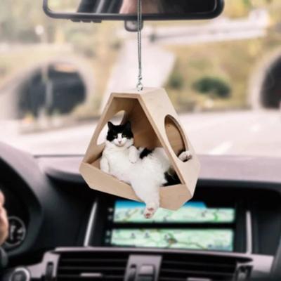 Acrylic Cute Car Accessorie Lazy Cat Pendant Auto Rearview Mirror Ornaments Interior Car Decoration Birthday Gift Couple