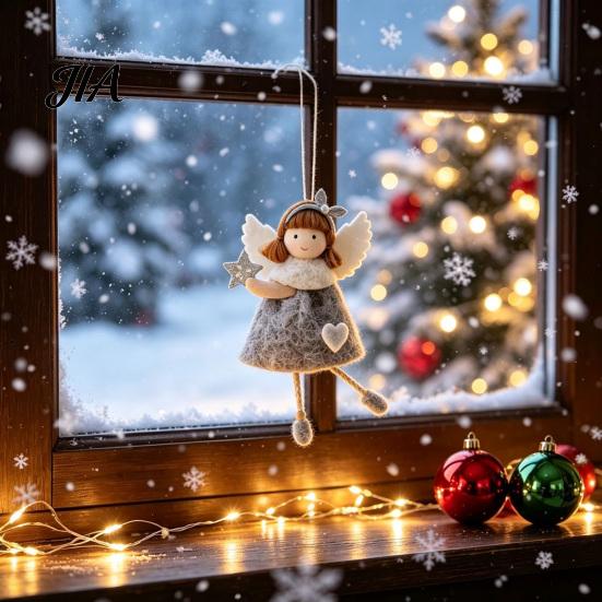 Nordic Style Holiday Decor Christmas Plush Doll Ornament, Xmas Tree Decorative Angel Easy Hanging Ornament Pendant for Tree, Winter Home Party