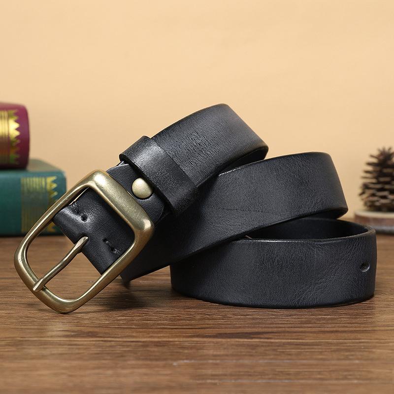 3.3CM Fashion Men High Quality Genuine Leather Belt Luxury Designer Belts Men New Copper Buckle Strap Male Jeans For Man Cowboy