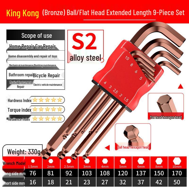 Erweitertes Mattes Sechskant-Kugelkopfeinsatz-Torx- und metrisches Schraubenschlüsselset