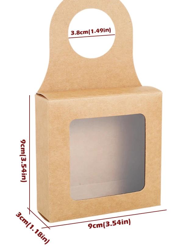 

Kraft Paper Red Wine Gift Box with Hooks Window Opening Box Creative Jewelry Ear Hanging Simple Portable Box 5pcs