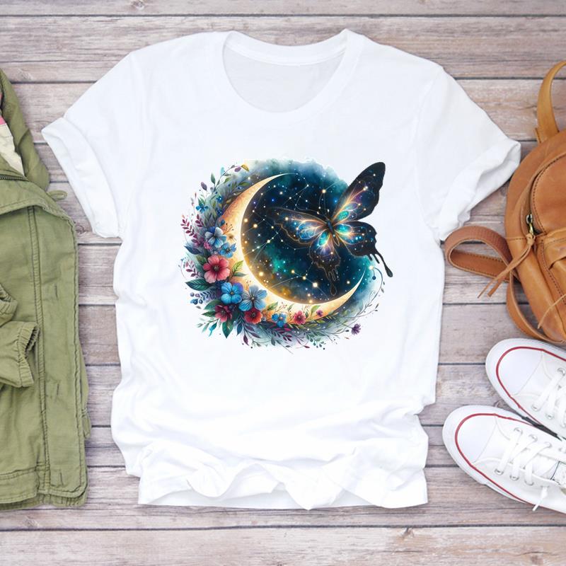 (Asian Size)  sweet flower cute 90s Print Lady T Shirt Fashion Women Clothing Casual Top Short Sleeve Tee Female Graphic T-shirts