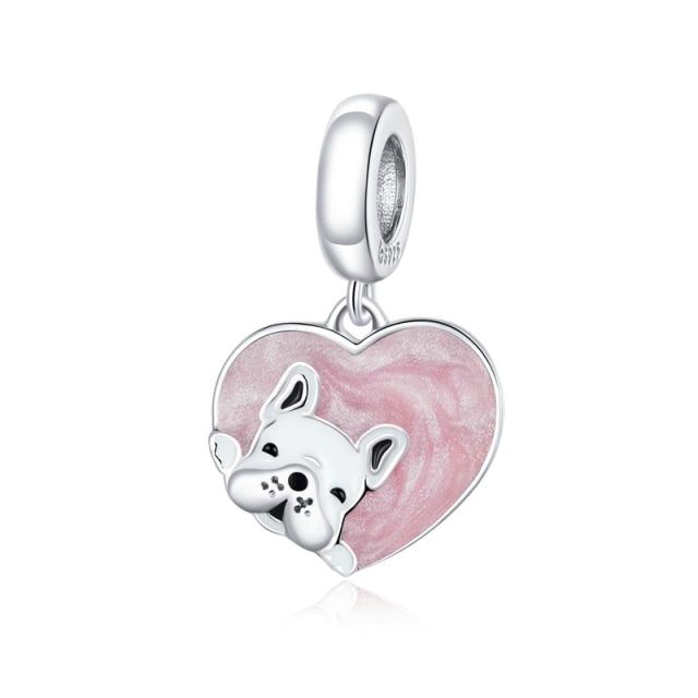 Zirconia Color Sterling Cane Animaletto Cane Cane Bulldog Perline Adatte Braccialetto da Polso Originale Ciondolo Gioielli Fai da Te Braccialetto da Polso alla Moda