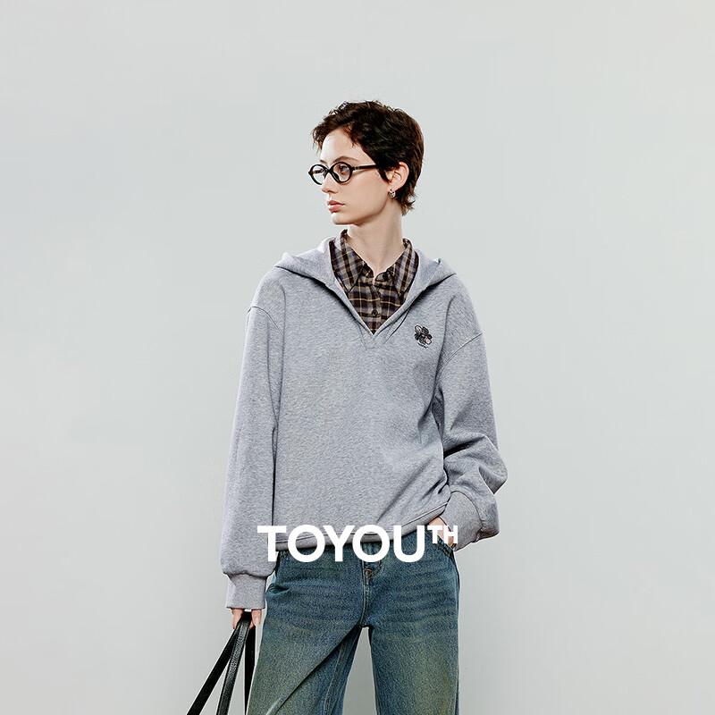 

Women s Thermal Faux Two-Piece Hooded Sweatshirt M