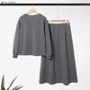 ZANZEA Damen Langarm Sweatshirts und Lange Röcke Herbst Zweiteilige Anzugsets