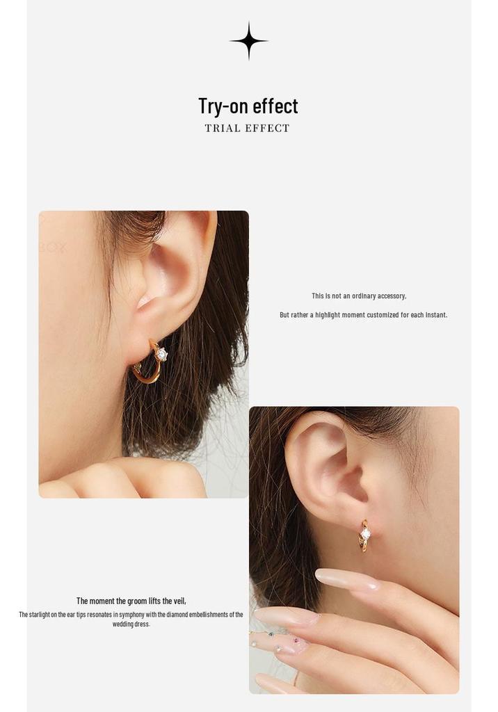 S925 Sterling Silver Leaf Moissanite Stud Earrings – Classic Light Luxury Internet Celebrity Style