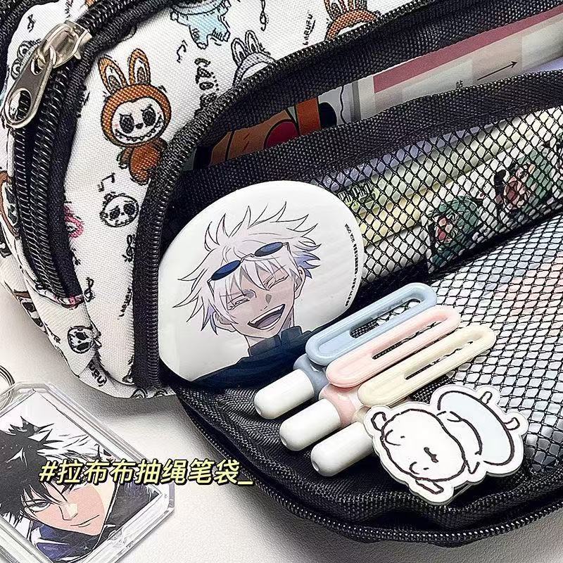 Drawstring Pencil Bag Student Cute Multi-layer Stationery Storage Bag Japanese Cartoon High-value Drawstring Stationery Bag