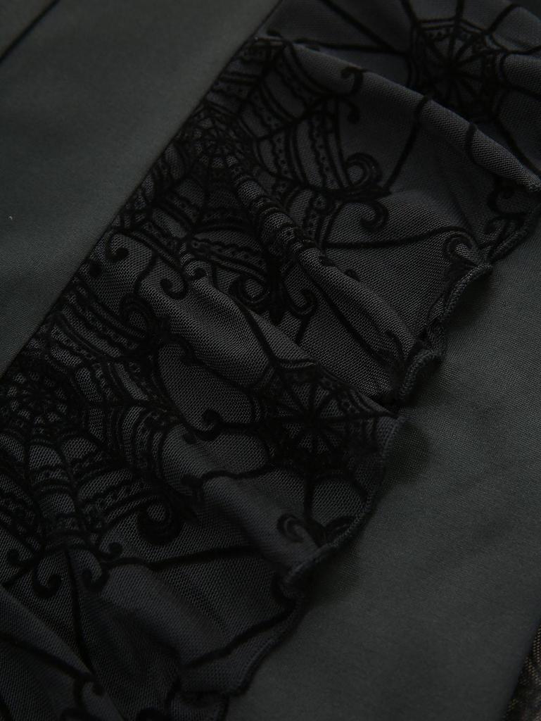 Rosegal Plus Size Spider Web Flocking Ruffles Lettuce Flare Pants